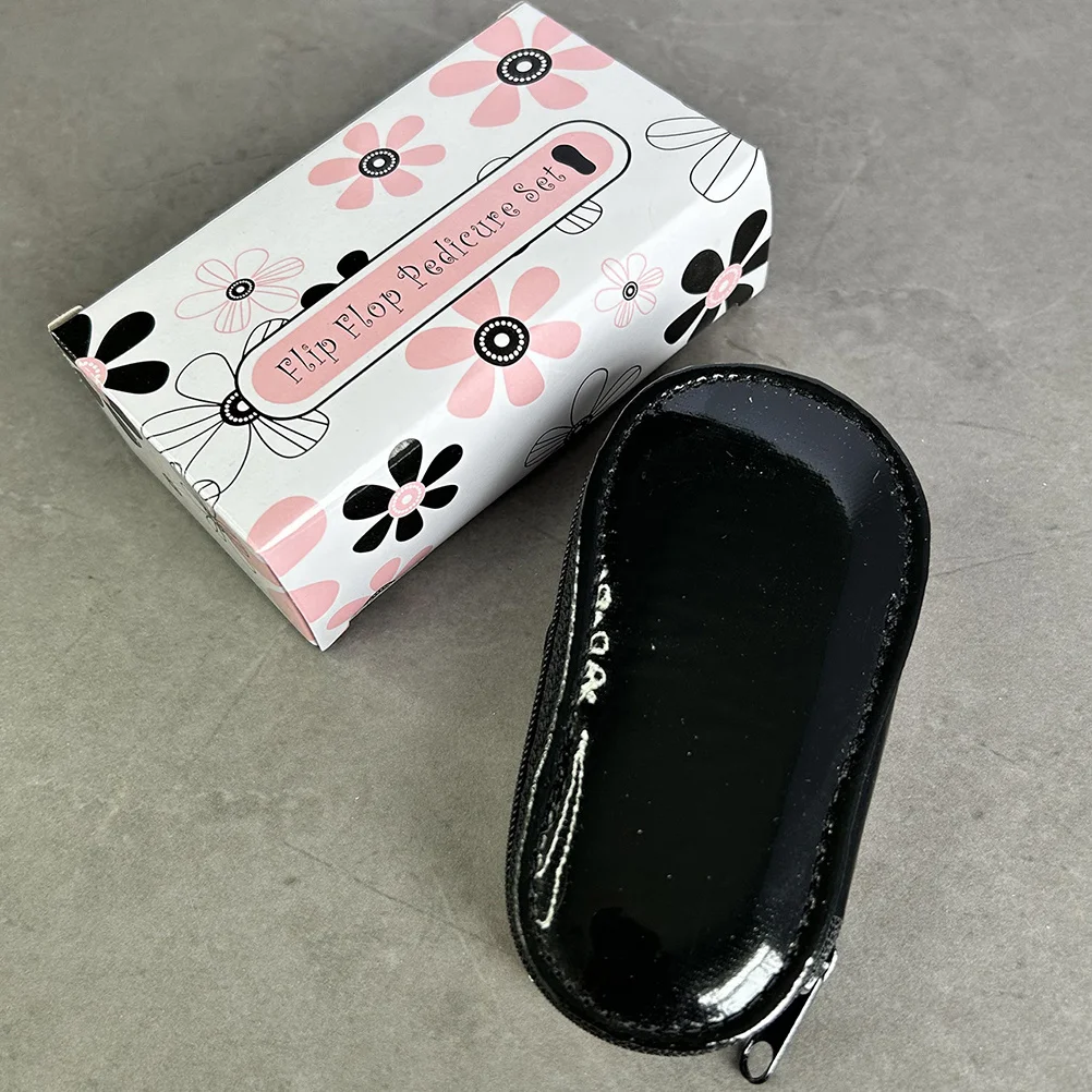 

1Set Flower Slippers Manicure Kit PU Case Stainless Steel Nail Clippers Nail Care Tools Travel Pedicure Set Women