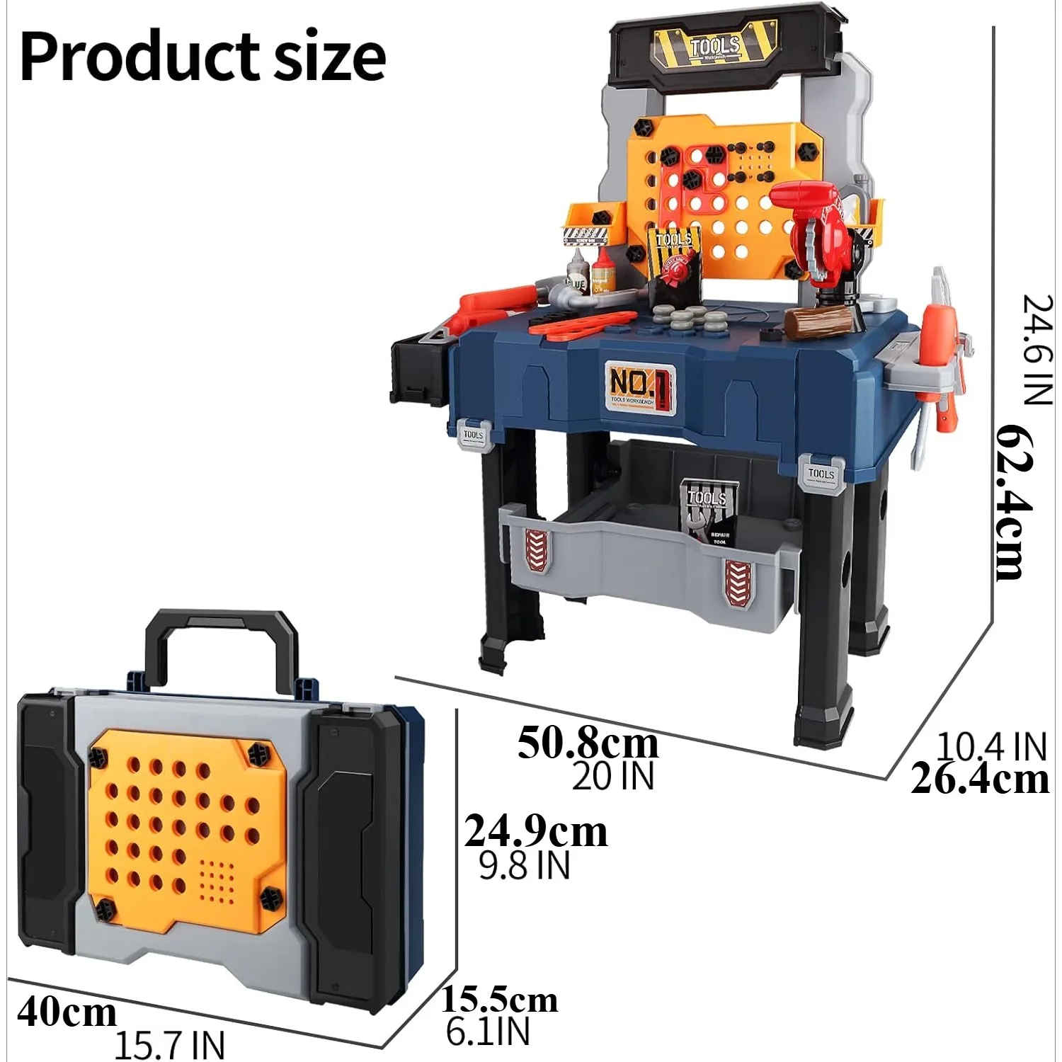 Kids Tool Bench Set with Realistic Tools Pretend Play Construction Workbench Playset Toy for Toddler Birthday Gifts for Boy Girl
