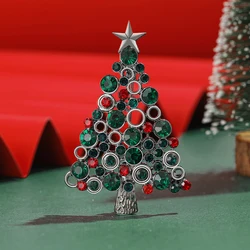Christmas Rhinestone Christmas Tree Brooch for Women Unisex Enamel Pentagram Plant Pins Event Party Decoration Clothes Accessory