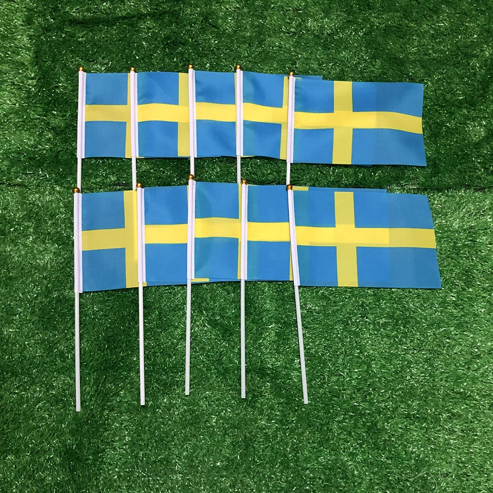 (SKY FLAG) Schwedische Handflagge 14x21cm Polyester Doppelseitige Durchdringung Schwedische Handflagge zur Dekoration – Detail 2
