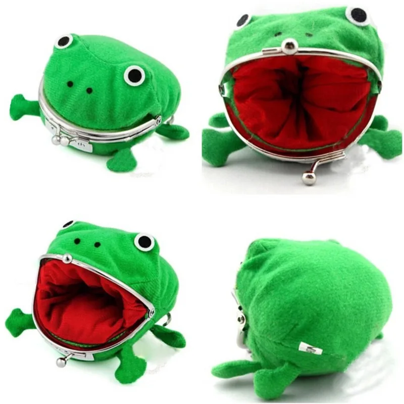 Japanese Cartoon Green Frog Soft Plush Coin Bags Wallet Money Organizer Cosplay Props Frog Wallet for Children‘s Gifts