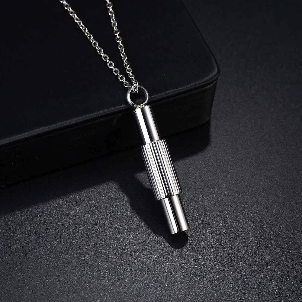 Stainless Steel Punk Urn Cremation Necklace for Ashes Holder Urn Jewelry Memorial Pendant Keepsake Cremation 2 Color