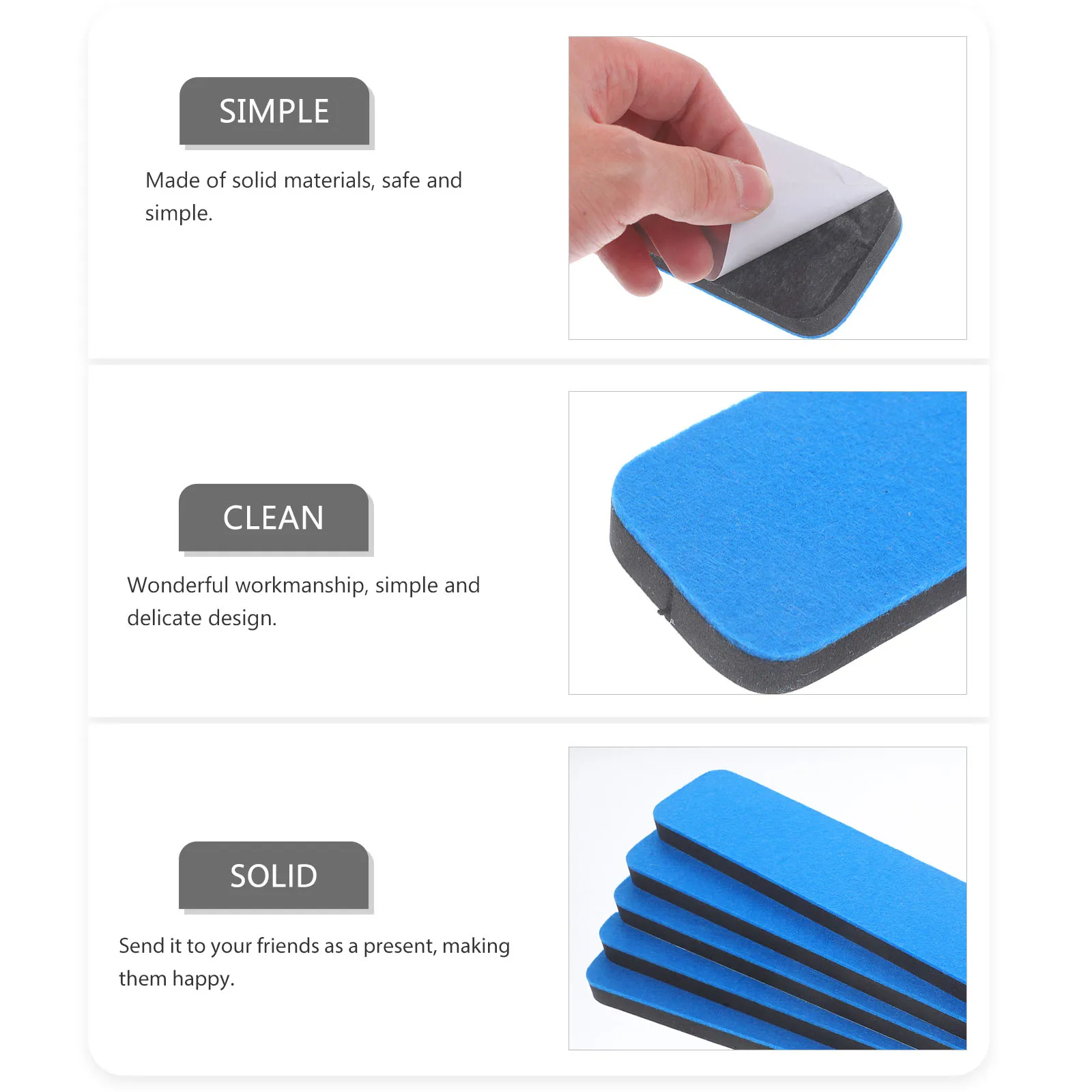 

5 Pcs Bulletin Board Note Memo Felt Display Strip Wall Strips Tiles Tape Memorandum