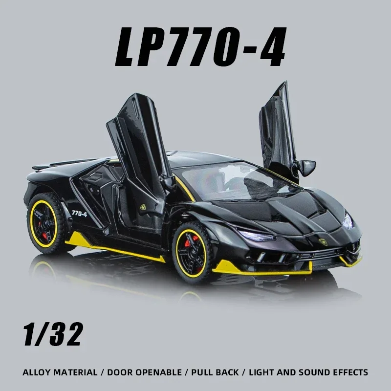 

1:32 Lamborghini LP770 LP750 модель спортивного автомобиля из сплава, литье под давлением и игрушечный транспорт, звуковой свет, игрушечный автомобиль, необходимые украшения