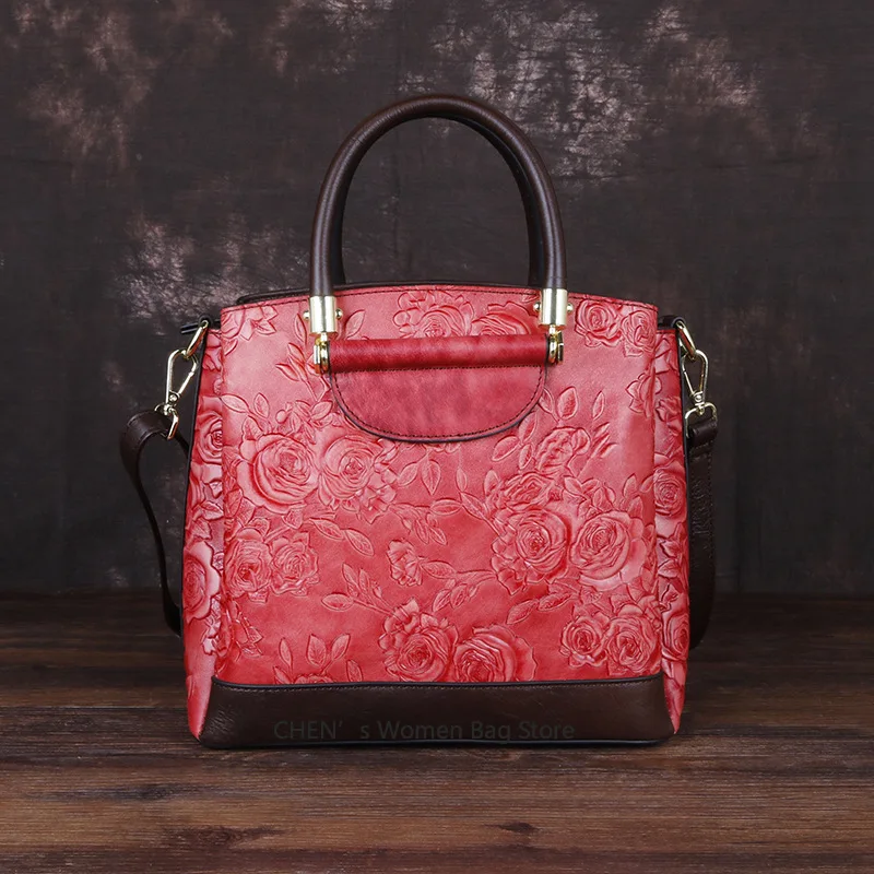 

Женская сумка из натуральной кожи с цветочным принтом, сумка-тоут из натуральной коровьей кожи первого слоя, женские сумки-мессенджеры в китайском стиле