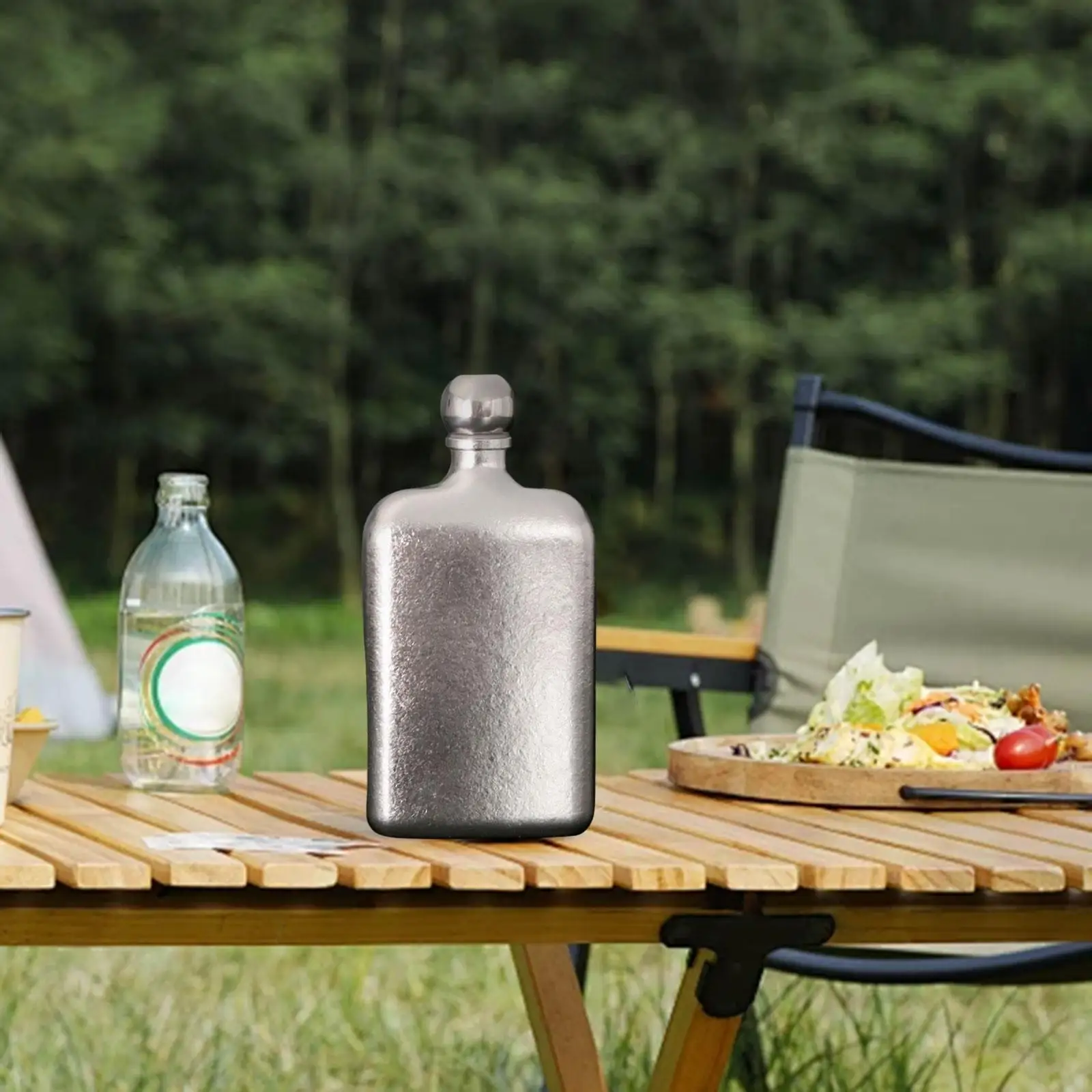 

Hip Flask Drinking Flask Titanium Alloy 230ml Multiuse with Lid Wine Container Pocket Flask for Camping Backpacking Husband