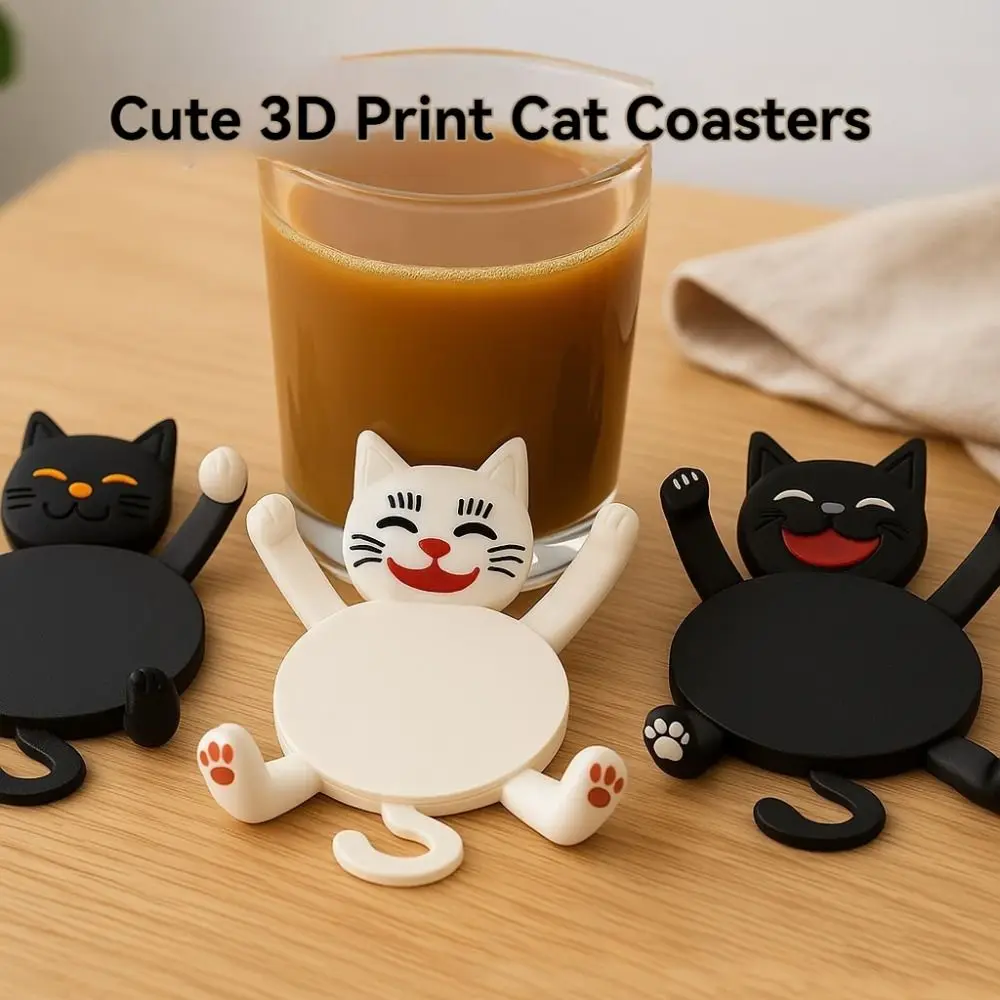 

3D Print Cat Coasters Heat Insulation Cat Mug Holder Non-slip Animal Drinks Placemat Anti-scald Water Cup Pad Home Decor