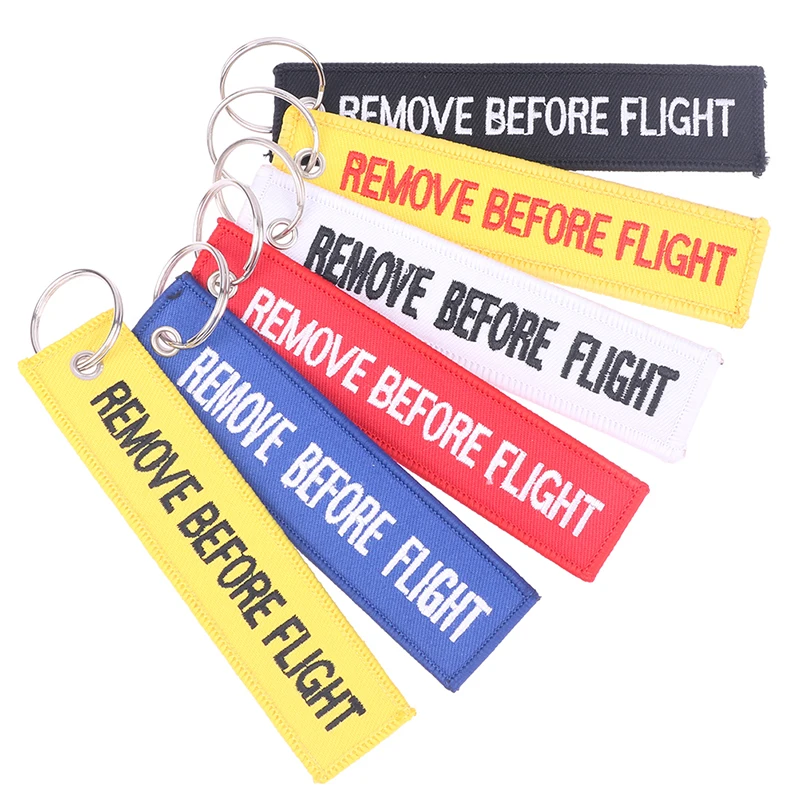 Remove Before Flight Car Key Chain Embroidery Aviation Gifts Keyring Key Tag Holder for Motorcycles Keychain