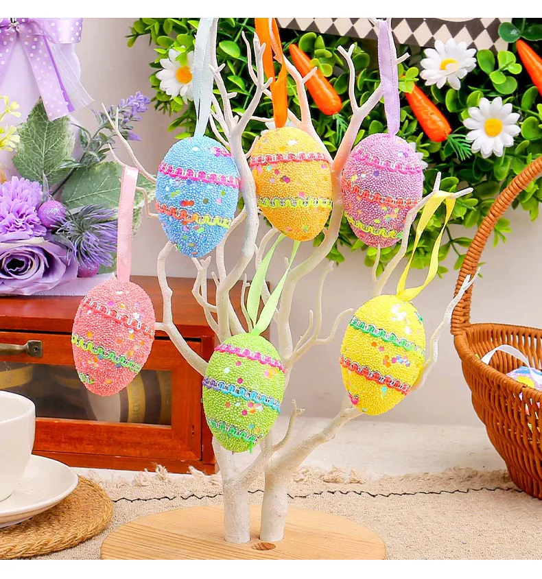 EASTER FOAM EGGS HOLIDAY HANGING DECORATIONS FESTIVAL SCENE DECORATION DIY SIMULATION EGG FOAM EGG CHRISTMAS TREE PENDANT