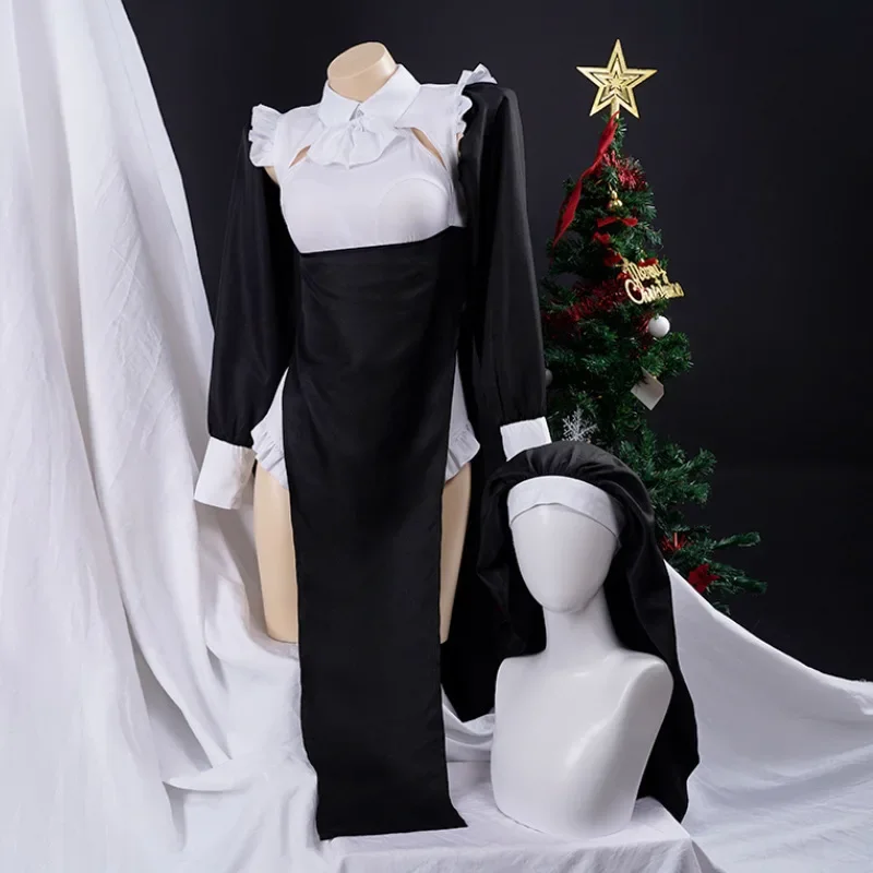 Anime role-playing nun costume Halloween party role-playing costume adult nun dress black fancy role-playing