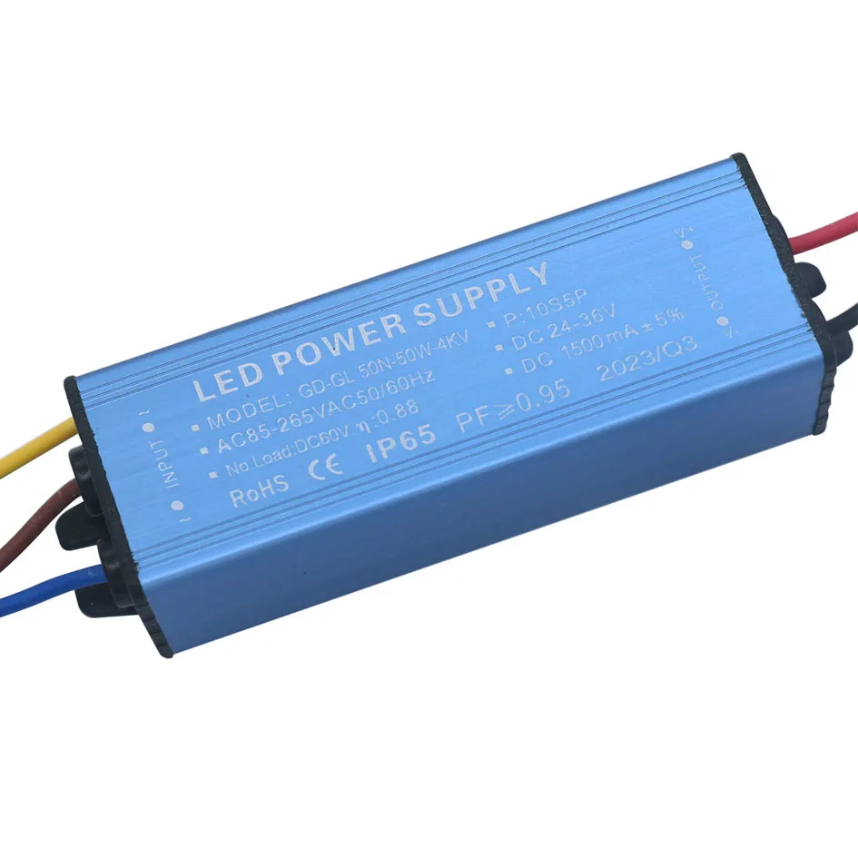 LED-Treiber, 50 W, 1500 mA, wasserdicht, AC85–320 V, Versorgung, Konstantstrom, Spannungsregelung, Beleuchtungstransformator, Adapter, Konverter, DIY-Kit – Detail 4