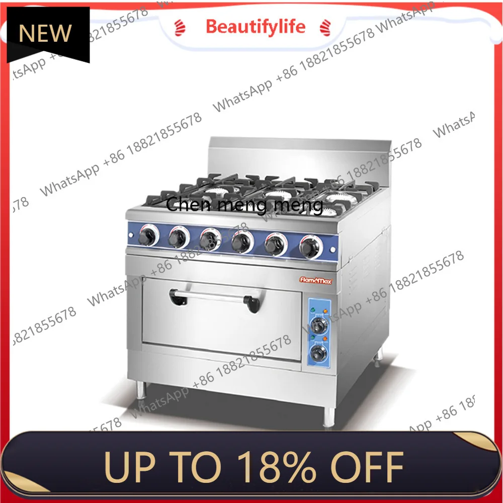 

Z189 Commercial Gas Clay Pot Stove Six-Burner Soup Stove with Oven Hotel Kitchen Independent Temperature Control Porridge Stove