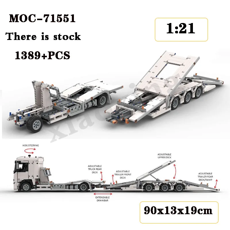 New MOC-71551 Truck Loading and Transportation Trailer Truck 1389PCS Splicing Block Toys Adult Boys' Puzzle Birthday Toys Gift