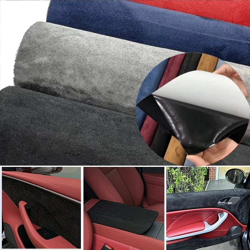 Self-Adhesive Suede Repair Sticker for Car Interior Door Panels, Center Consoles & Handbrakes Elasticity Suede Wrap DIY Supply