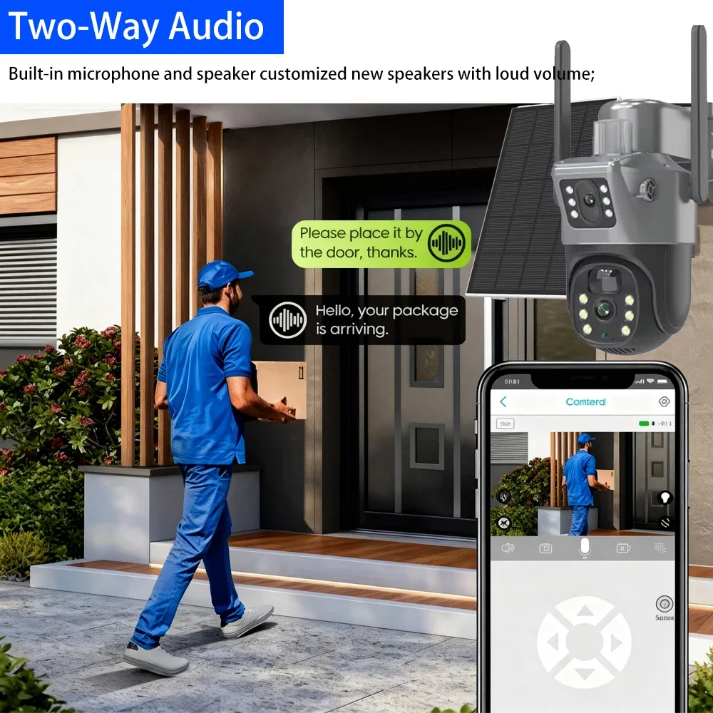 Eseecloud 8MP Outdoor Solar PTZ CCTV 2.4G/5G Dual Band WiFi6 Wireless Weatherproof Color Night Vision For Home Security Camera