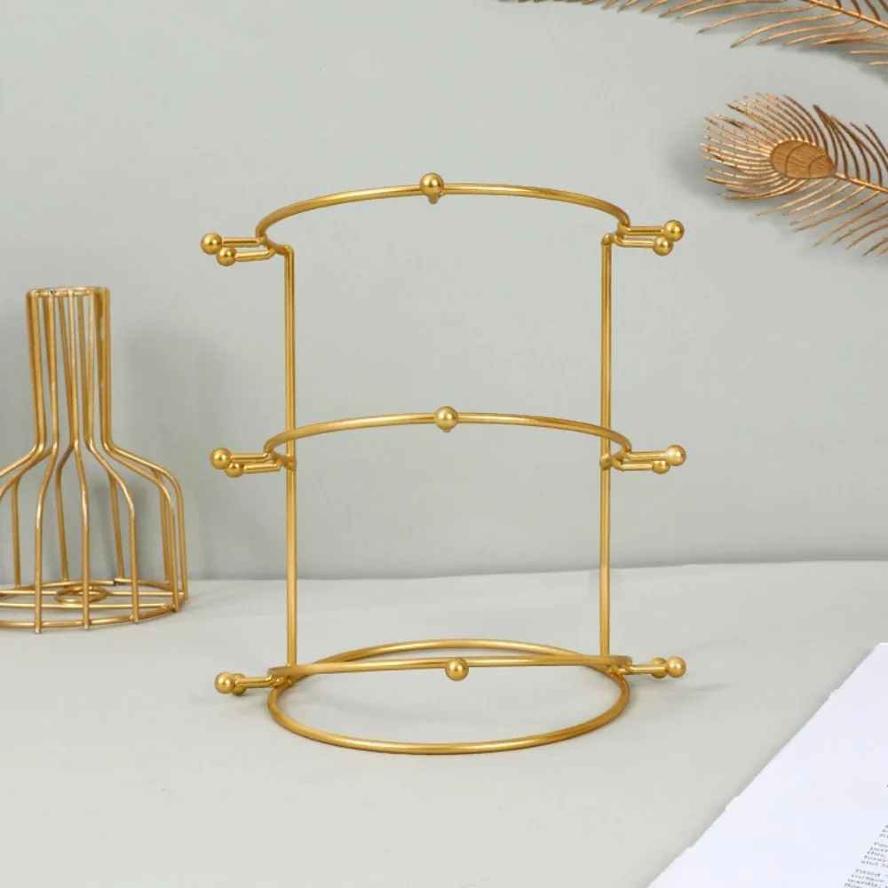 Gold White Crown Display Stand Metal 2/3/4-Tier Tiara Support Stand Anti-Slip Ball Design Multi-Layer Jewelry Organizer
