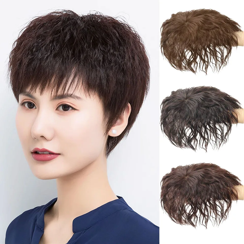 

Synthetic Wig Piece For Women Hair Spin Replacement Piece For Middle-aged And Elderly Mothers Short Rolled Head Wig Piece For