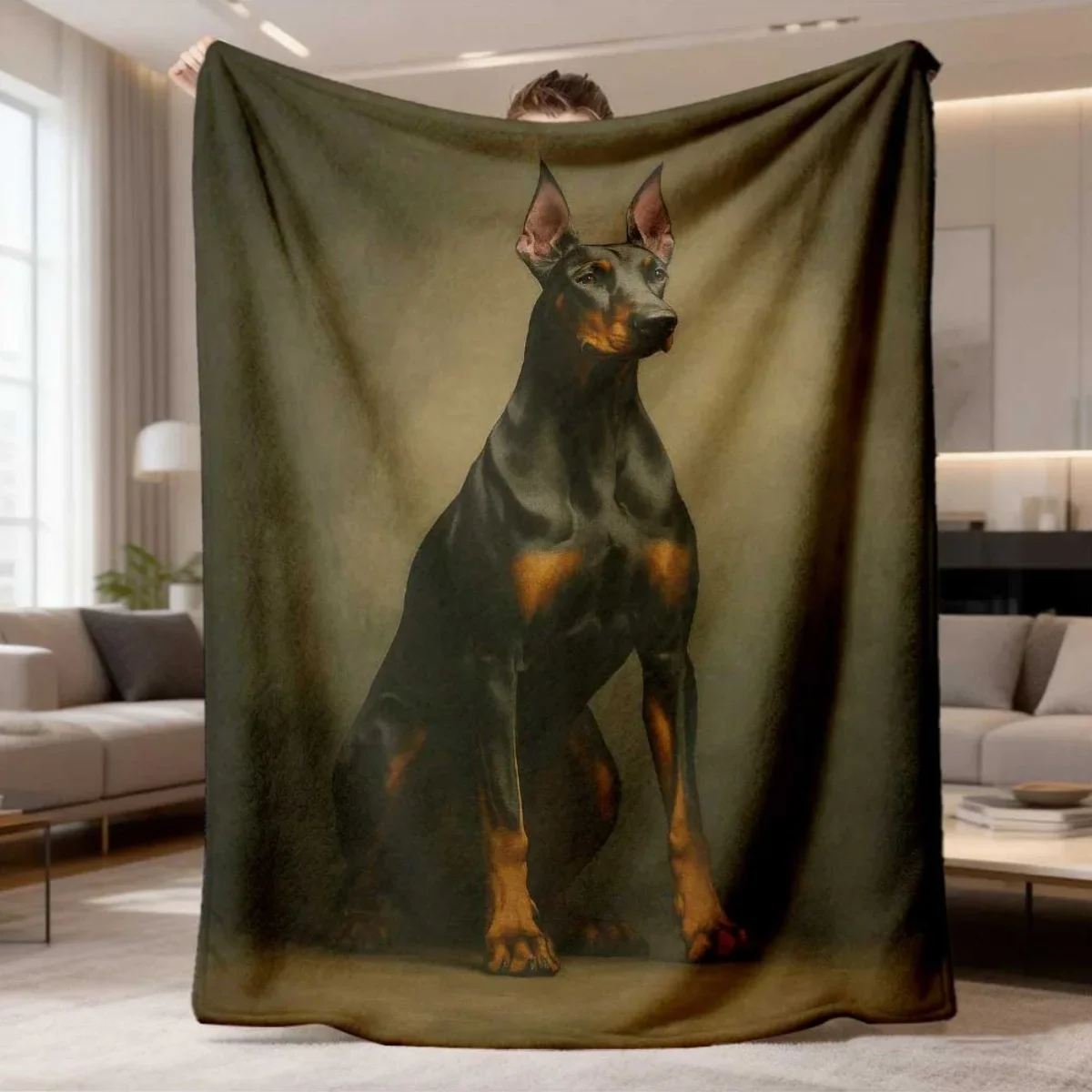 Golden Labrador Dog Family Portrait Throw Blanket Cozy Pet Lover Gift for Couch Decor