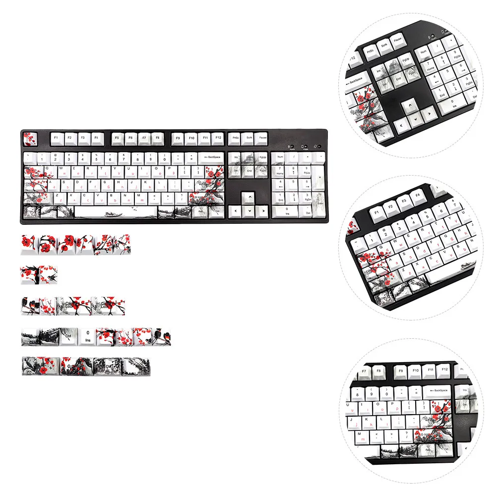 

128pcs Keycaps Replacement For Mechanical Keyboard Colorful Design Dust-Proof Smooth Texture Personalized Computer Keyboard