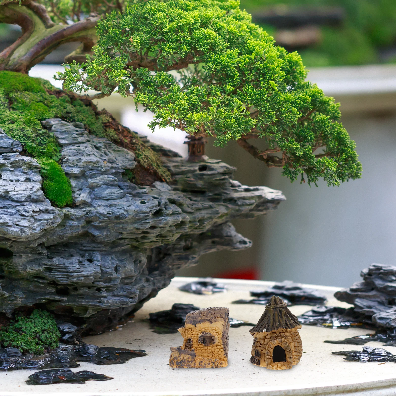 

8 Pcs Resin House Crafts Mini Village House Decorations Small Village Model L Fairy Garden nament Micro Scene Layout
