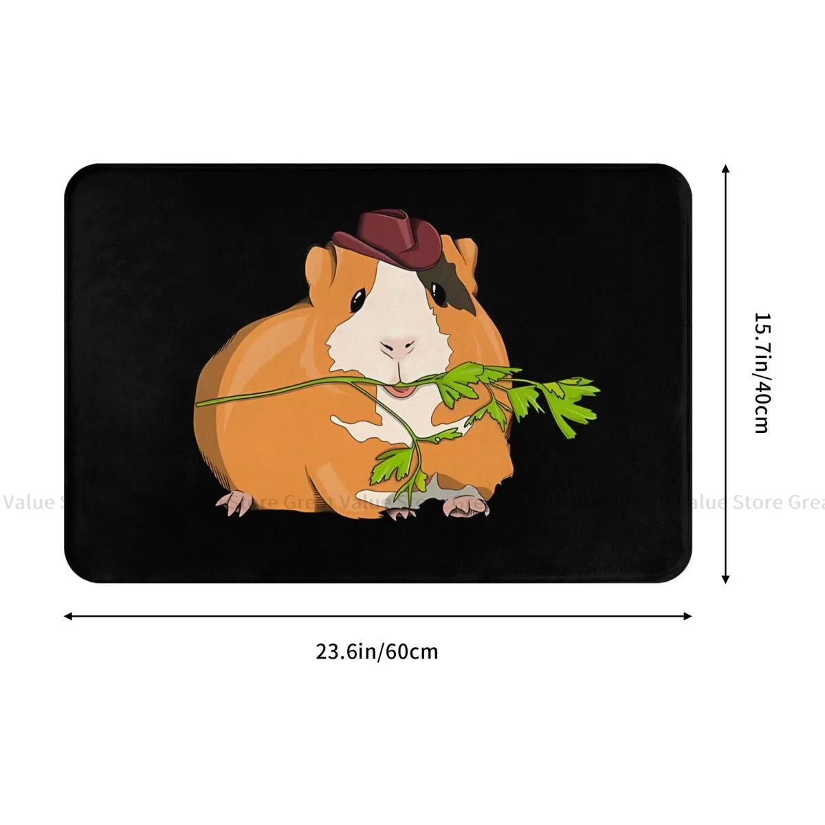 Guinea Pig Pet Animal Bathroom Mat Cowboy Hat Doormat Living Room Carpet Outdoor Rug Home Decoration