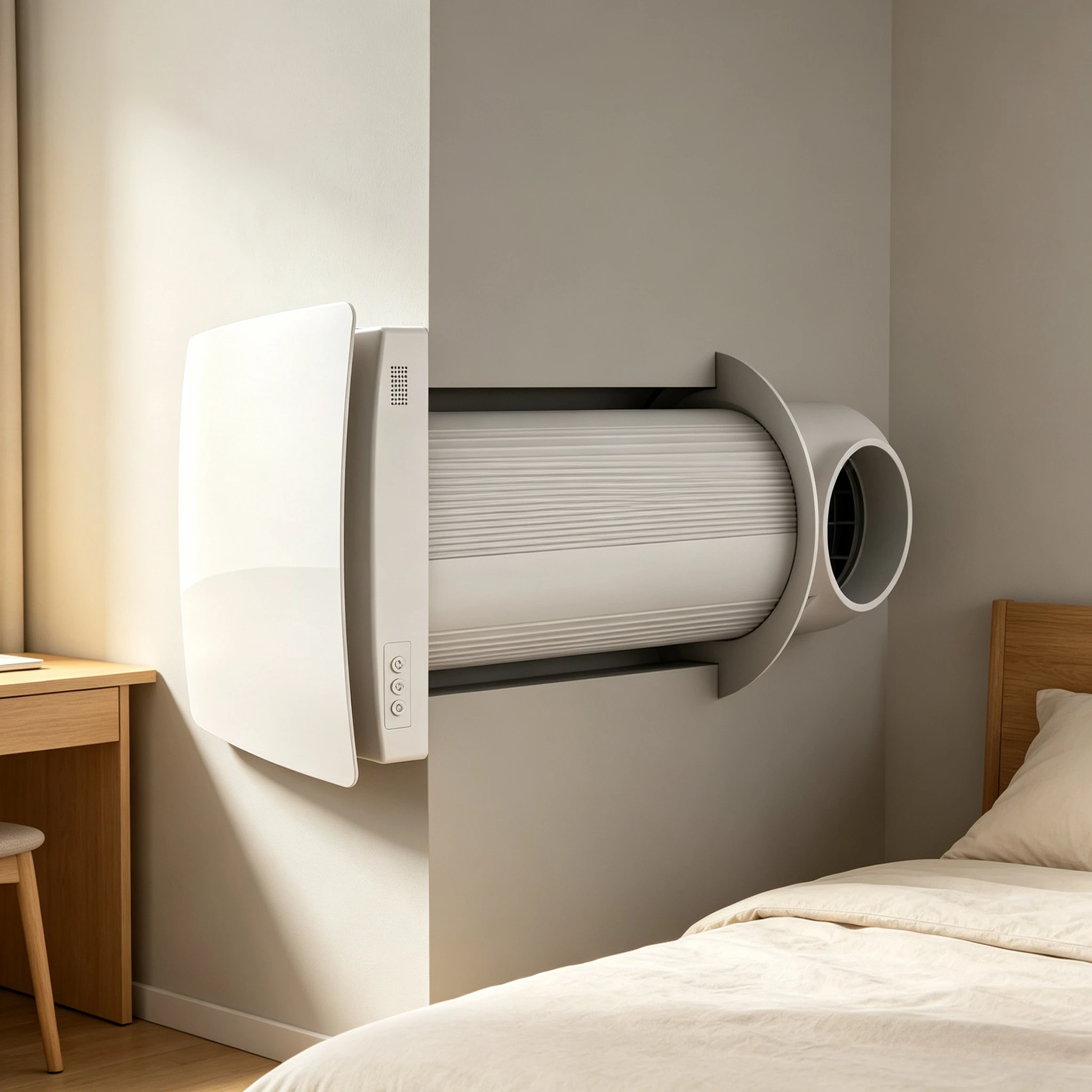 Wall Mounted Single Room ERV System Heat Recovery Ventilator Energy Fresh Air Ventilation Equipment For Indoor Air Circulation