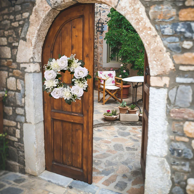 

Artificial Peony & Rose Wreath - Elegant Door Decor for Weddings, Christmas, Valentine's Day & Party