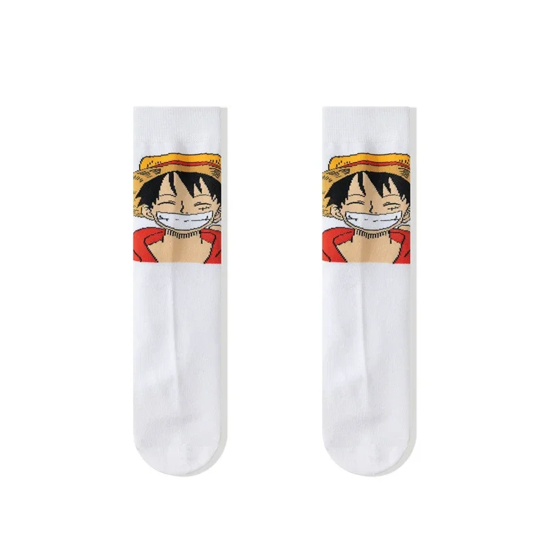 One Piece Anime Socks Cartoon Luffy Chopper Medium Long Breathable Cotton Socks Fall Winter Men Creative Casual Sports Sock Gift