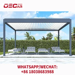 Hot sale customized automatic aluminum pergola with electric sliding curtain louverd roof outside metal pergola house