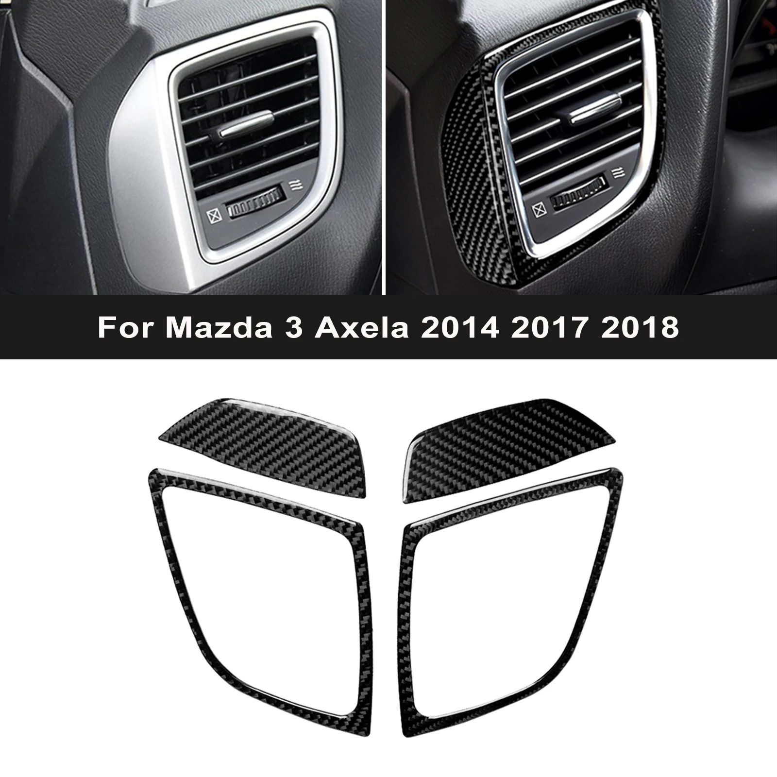 Real Carbon Fiber For Mazda 3 Axela 2014 2015 2016 2017 2018 LHD RHD Car Center Console Side Air Outlet Accessories Sticker
