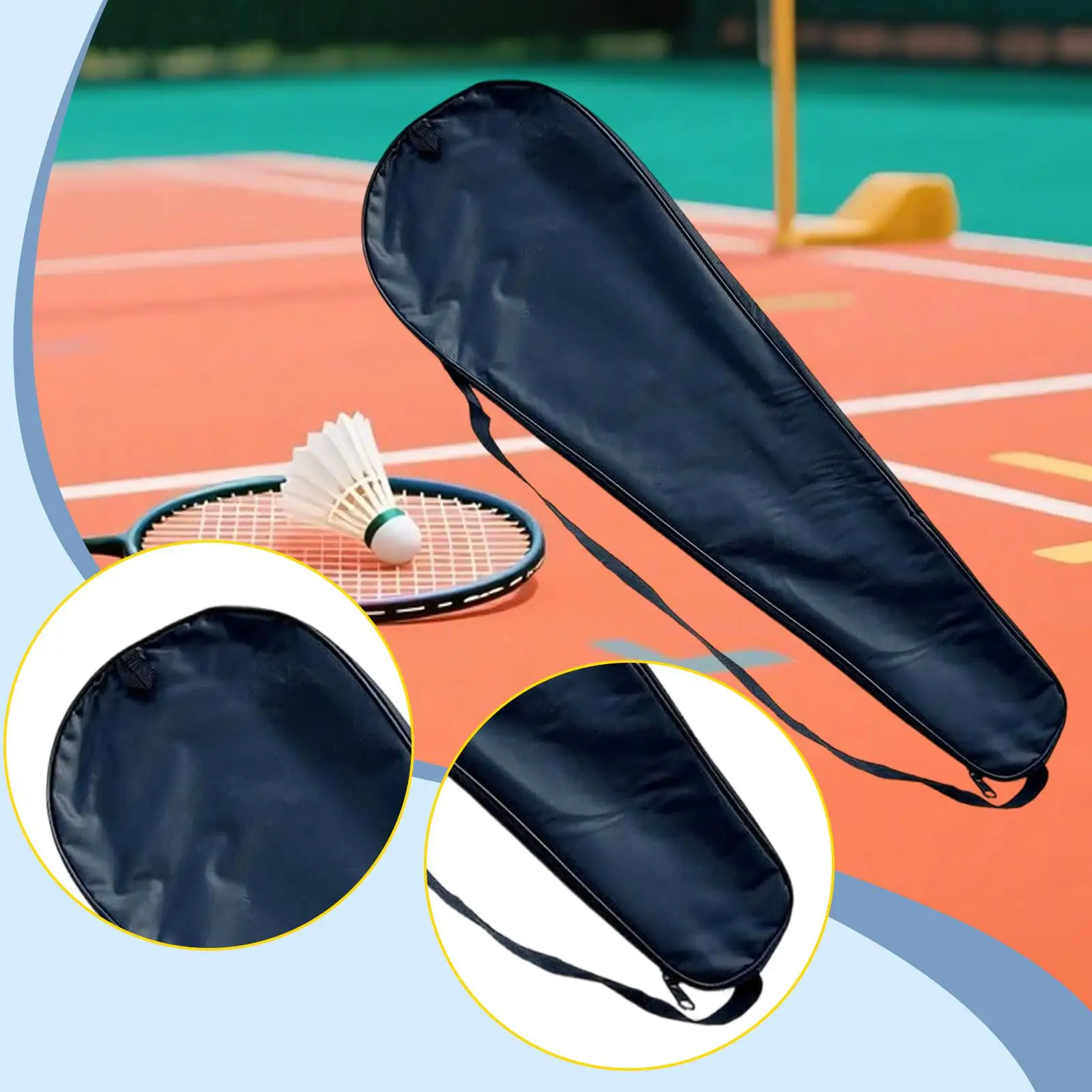 Oxford Cloth Badminton Racket Bag Lightweight Carrier Case with Shoulder Strap for Sports Training