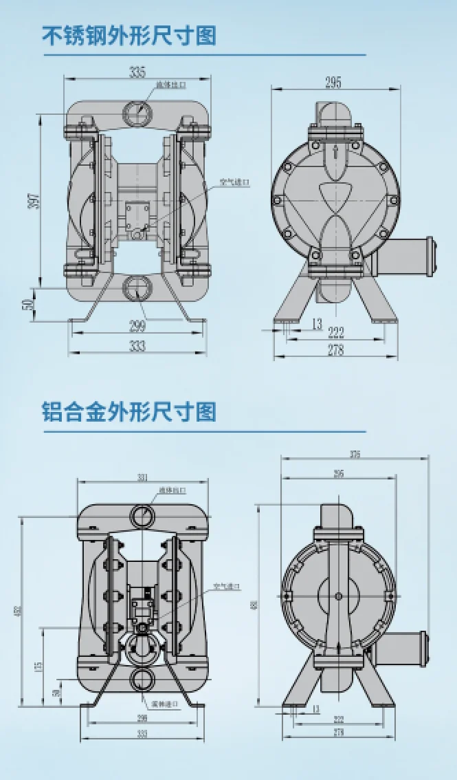 Industrial Pneumatic Double Diaphragm Pump Chemical Transfer Pump Spare Parts Repair Kit