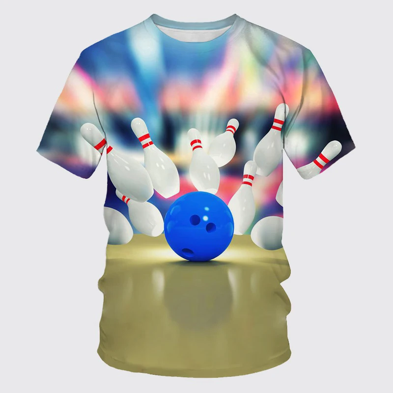 New Summer Bowling 3D Print T-Shirts Sports Casual Streetwear Men Women Fashion Oversized O-Neck T Shirt Male Tees Tops Clothing