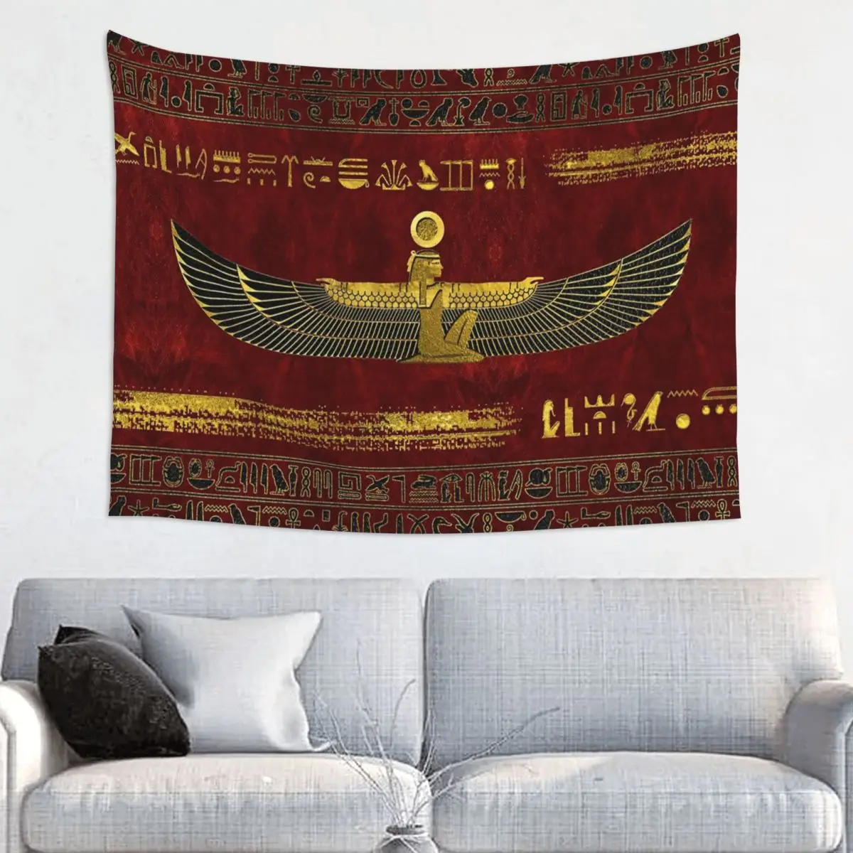 Egyptian God Ornament Tapestry Hippie Polyester Wall Hanging Ancient Egypt Wall Decor Beach Mat Psychedelic Tapestries