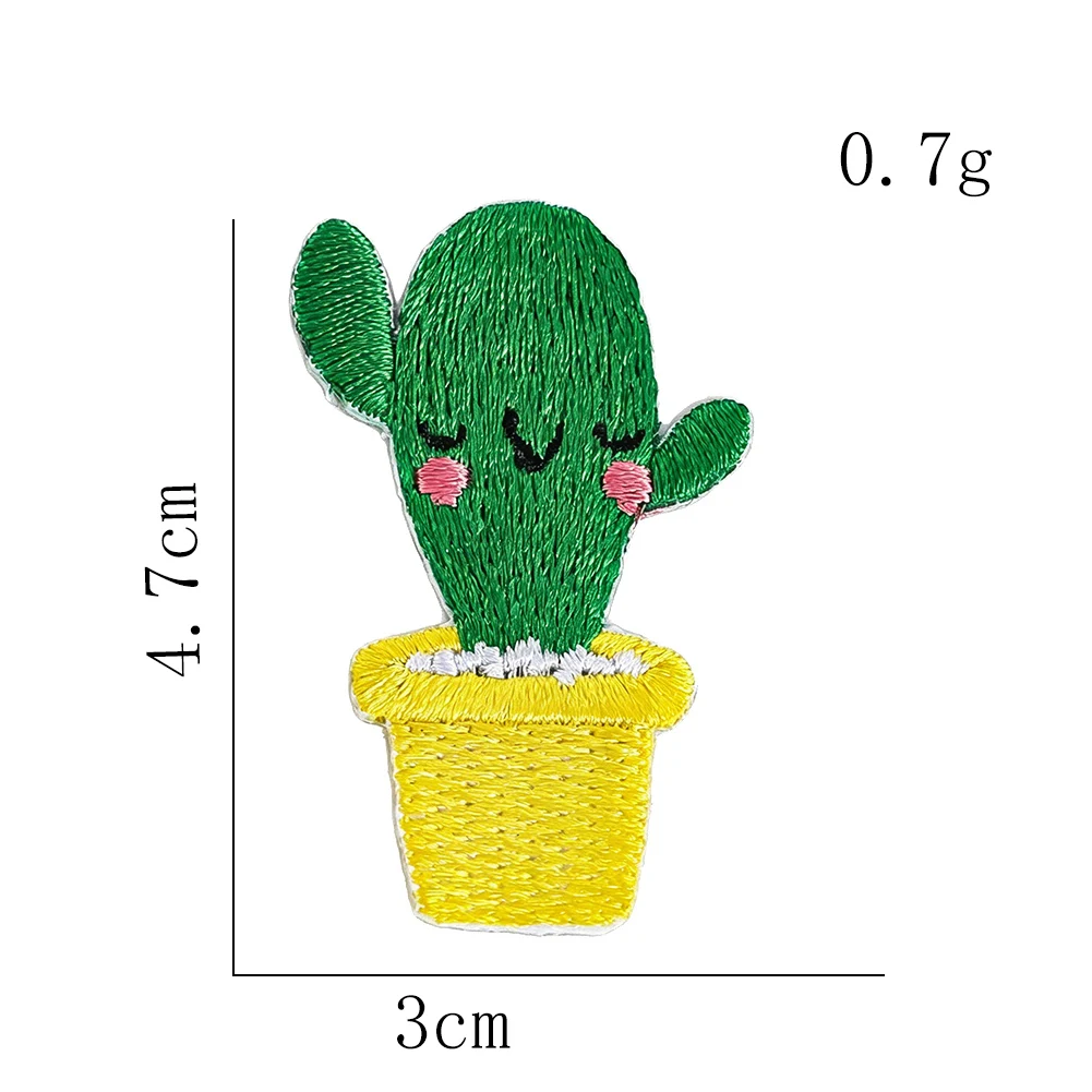 Niedlicher Kaktus-Stickerei-Aufnäher zum Aufbügeln oder Aufnähen, Topfpflanze mit Gesicht für Kapuzenpullover, Rucksäcke, Kawaii-Stil, Geschenk für Freundinnen – Detail 6