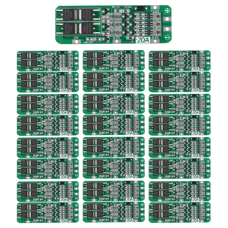 25Pcs 3S 20A BMS 18650 Li-Ion Li-Ion Battery Charger Module BMS Protection Board PCB 11.1V 12V 12.6V Module