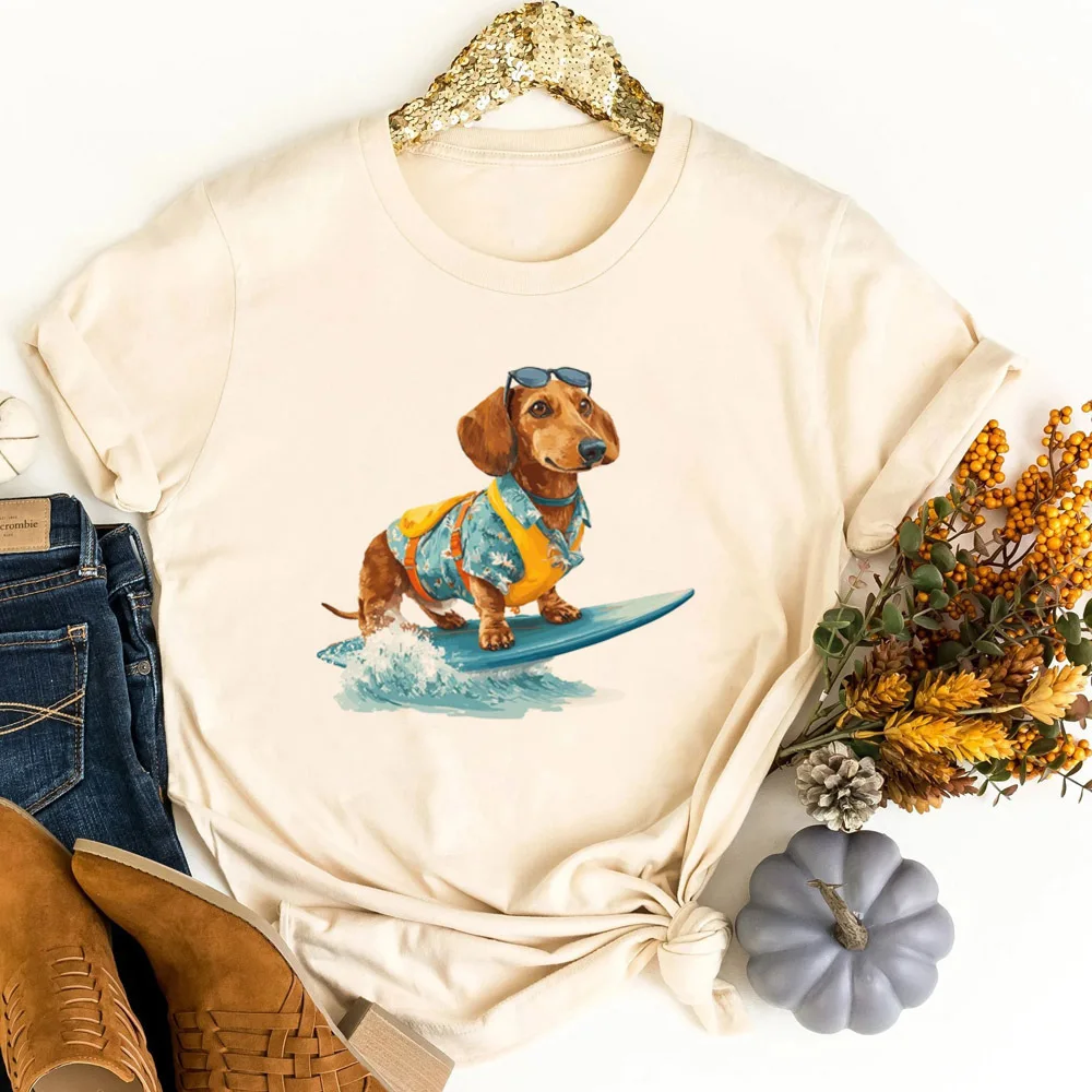 Dachshund t shirt women cute aesthetic kawaii top tees baddie 2000s anime gyaru
