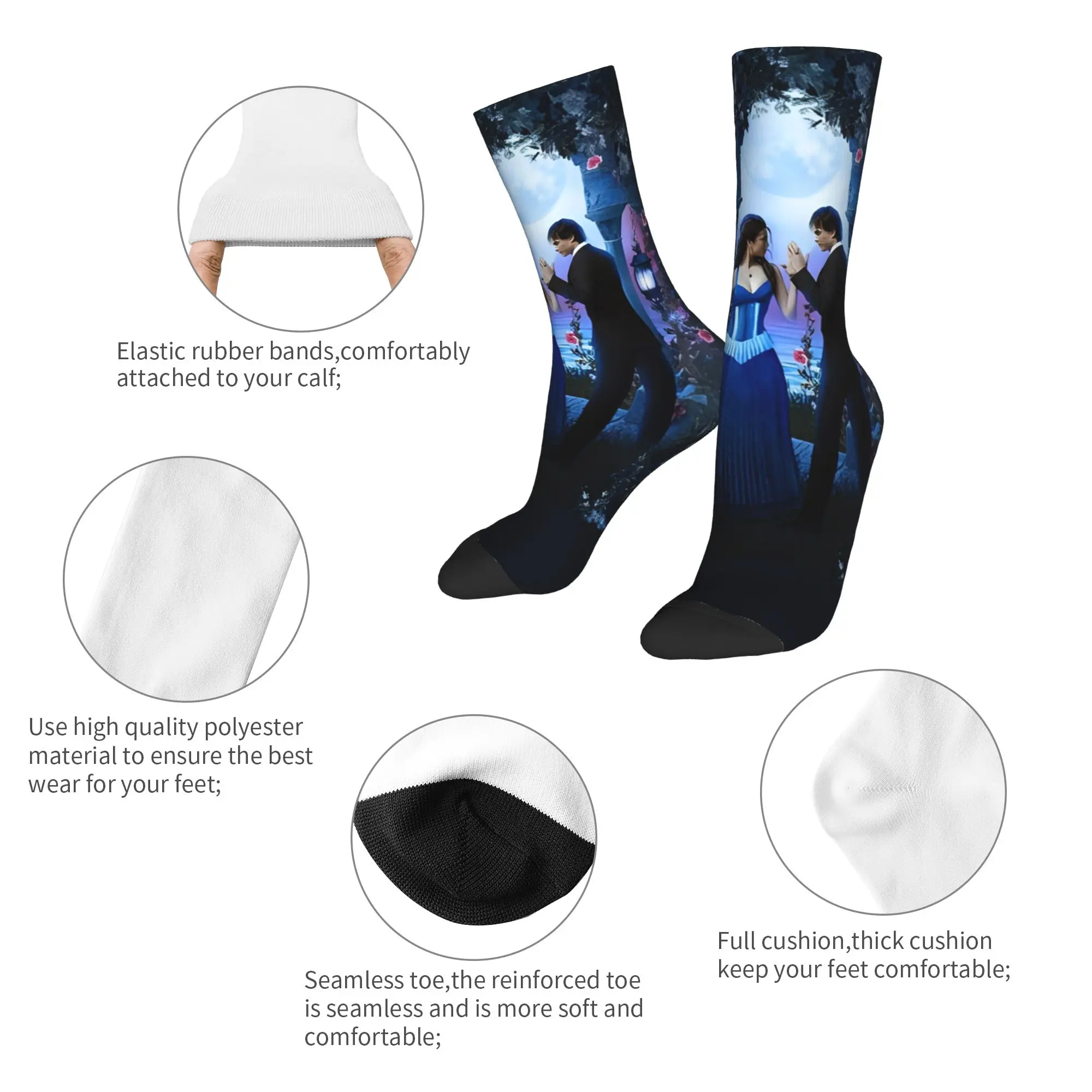 The Vampire Diaries Damon Salvatore Socks Spring  Stockings Funny Men Soft Socks Custom Outdoor Non Slip Socks