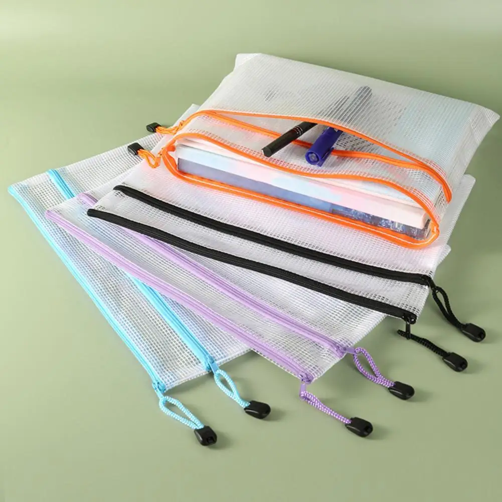 A4 Clear Stationery Bag Dual-layers Zipper Waterproof Examination Paper Document File Organizer Pouch School Students Supplies