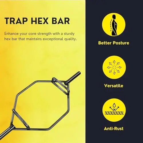 2-Inch Trap Bar Hex Bar Weightlifting and Strength Training Exercise Equipment for Home Gym Light Commercial Gym - Deadlifts, Sq