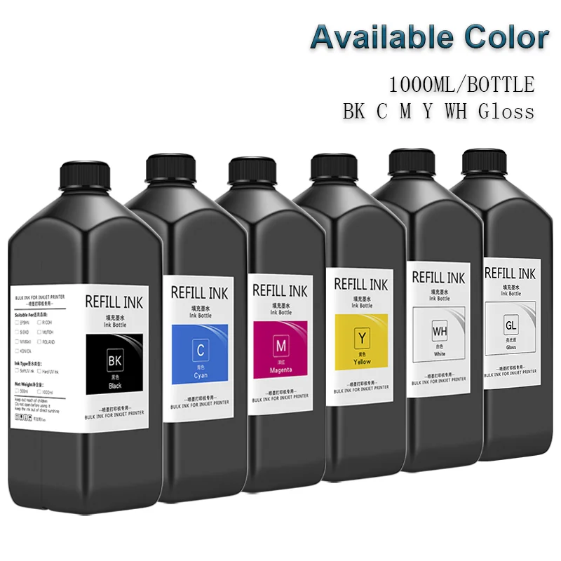 1000ML/Bottle UV DTF Ink and Varnish for UV DTF Film A B for Epson Printer XP600 TX800 1390 L800 L1800 L805 UV Ink Refill kit