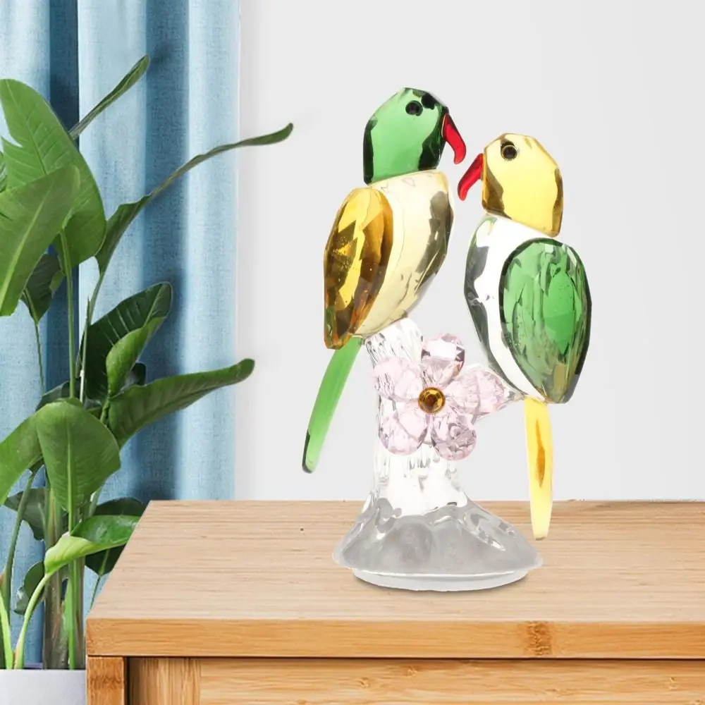 Simple Cartoon Crystal Magpie Sculpture Realistic Vivid Parrot Statue Delicate Desktop Bird Ornaments Housewarming Gift