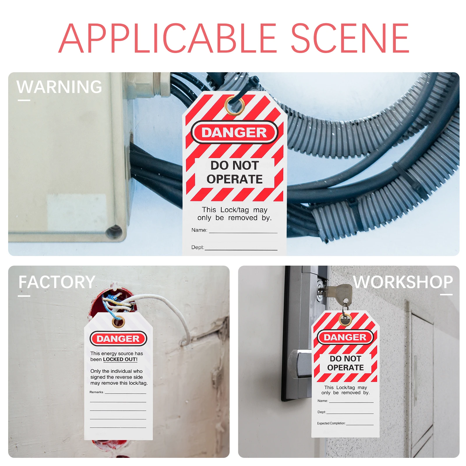 10 قطعة علامات التحذير مشرق واضح النص قفل علامات معلقة لإصلاح المعدات سلامة المصنع لا تشغيل علامات Tagout #5