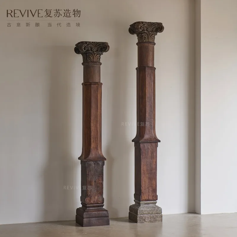 Medieval Roman Column Decorative Column Living Room Corridor Vintage Imitation Wood Antique Column Homestay Tea Room Indian Colu