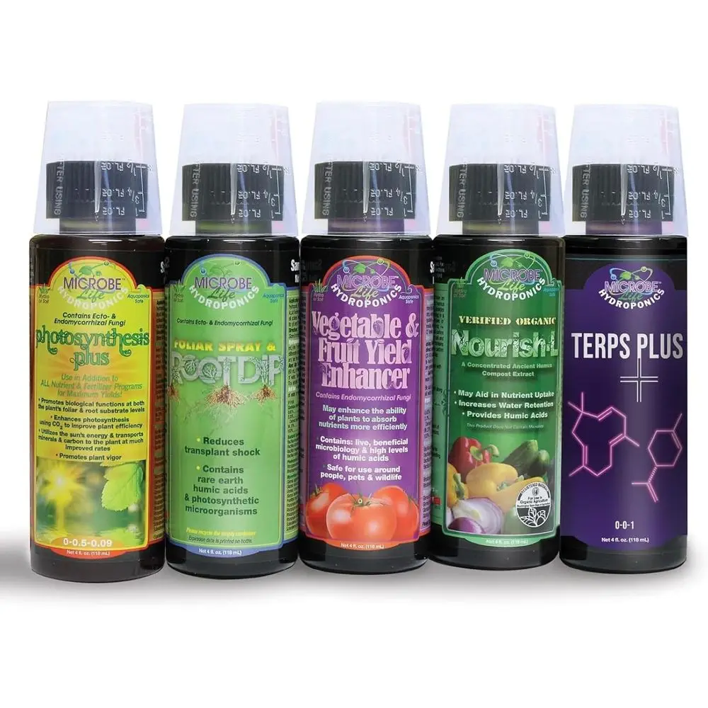 

Starter Kit with 4-Ounce Sample Size Bottles o Photosynthesis Plus, Nourish-L, Vegetable and ruit Plant Growth Yield Enhancer, o