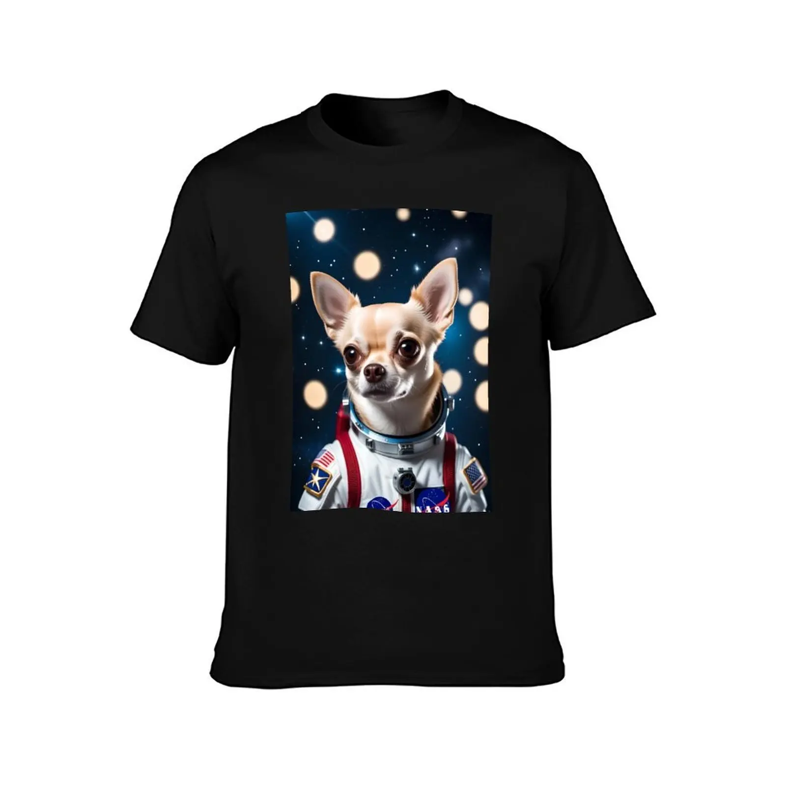 Astronaut Chihuahua, Space Animals Collection! Galaxy BG T-Shirt, Summer Casual Cotton Tee, Oversized Streetwear Tops