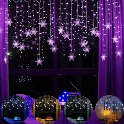 Christmas Snowflakes LED String Lights Flashing Fairy Curtain Lights Waterproof For Holiday Party Wedding Xmas Decoration