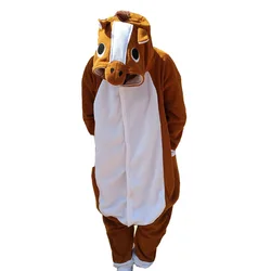 Brown Horse One-piece Pajamas Long-sleeved Cartoon Animal Pajamas Loose Casual Loungewear Autumn Winter Adult Homewear