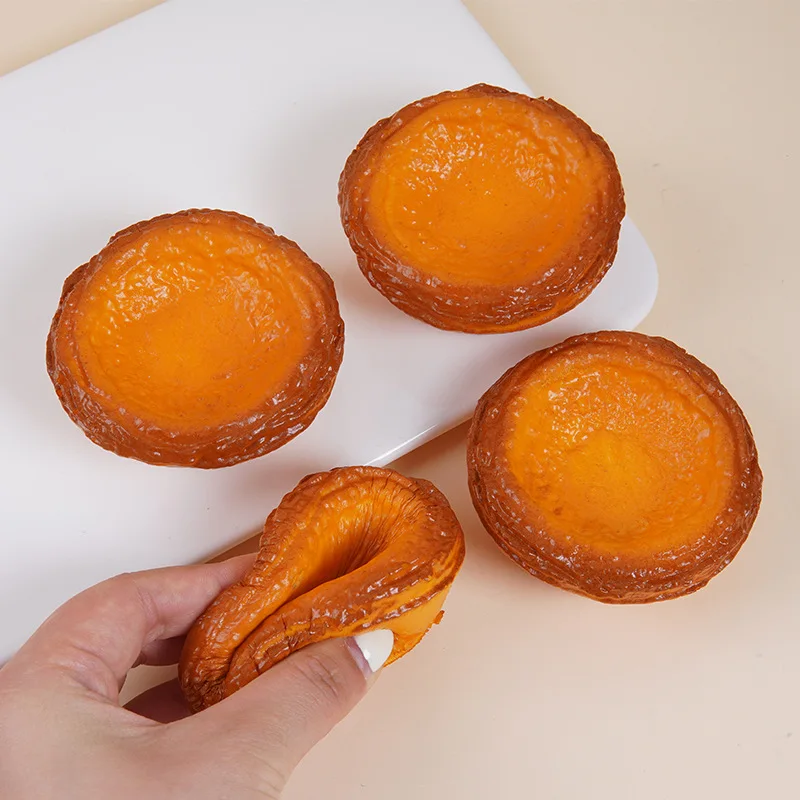 

PU Fake Egg Tart Artificial Tarts Egg Tart Kitchen Scene Dessert Food Model Home Decor Simulation Decorations Elastic Toys