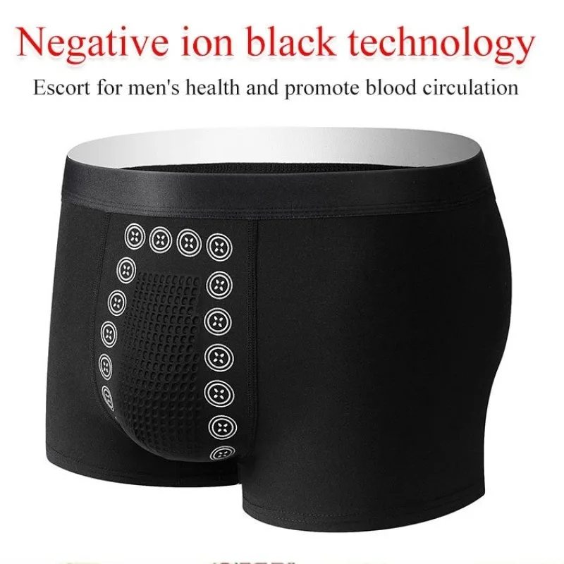 Men\'s underwear men\'s boxer shorts non-marking mid-waist comfortable anion black technology massage corner shorts men\'s models